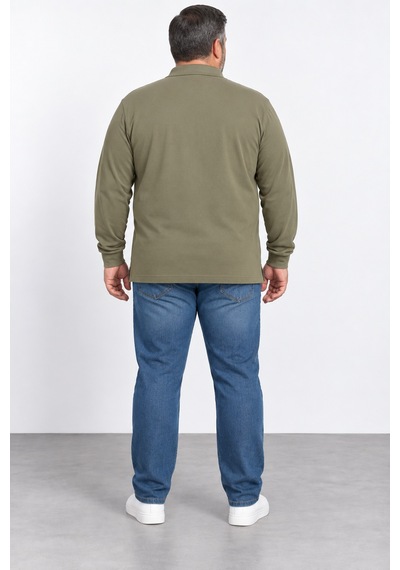 Bihan Store Erkek Battal Boy Petekli Uzun Kol Sweat 26k-116-haki
