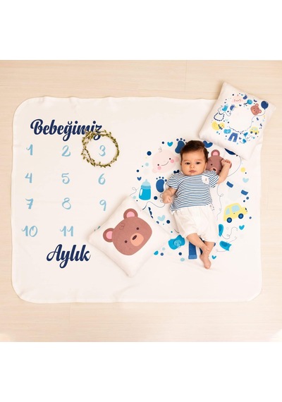 Lexroo Yeni Doğan Bebek Hediyesi Fotoğraf Battaniyesi Seti Aylık Çekim Çok Renkli