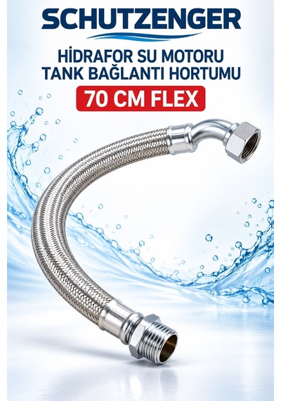 70 Cm Hidrafor Su Motoru Tank Bağlantı Flex Hortumu Dirsekli