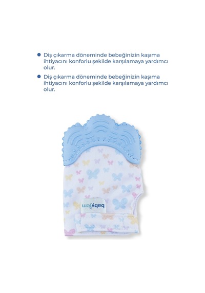 Babyjem Bebek Diş Kaşıyıcı Eldiveni Kelebek Mavi