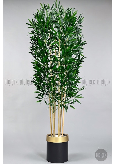 Yapay Bambu Ağacı 170cm Siyah Gold Metal Saksıda Siyah-gold