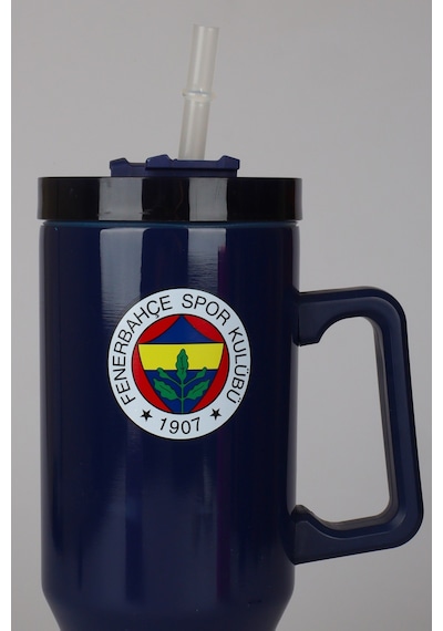 Lisanslı Fenerbahçe Pipetli Kulplu Termos Mug Paslanmaz Çelik Matara 1,20 Litre Altın