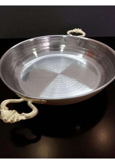 2'li Sahan Menemen Tava Seti, Sarı Kulplu 18 Cm Ve 20 Cm Dövme İşçilikli Çelik Metalik