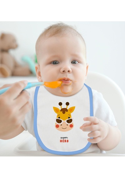 Bk Kids Super Hero Tasarımlı Mavi Bebek Mama Önlüğü Mavi