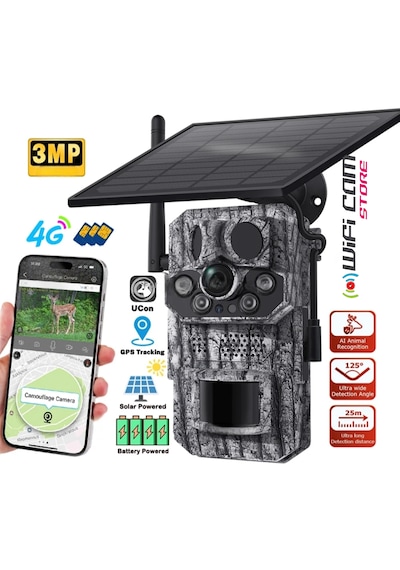 3 Sensörlü Gps Destekli 4g Sim Kartlı Solar Foto Kapan Kamera