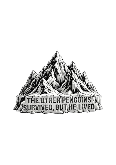 Erkek Nihilist Penguen Baskılı 3 İplik Pamuklu Kapüşonlu Sweatshirt Hoodie Beyaz