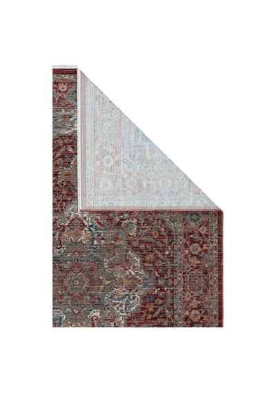 Dekorenti Otantik 2603 Kırmızı Halı Eskitme Madalyon Desenli Halı
