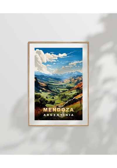 Çerçevesiz Poster Mendoza Dağ Manzarası Ve Yeşil Vadiler