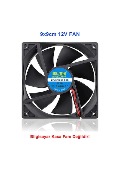 DC 12V FAN 90x90mm 9025 3200Rpm 9x9cm Sessiz 2 Pin Fırçasız Soğutma Kuluçka Ekran Kartı