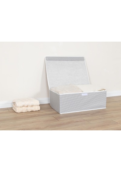 Tr Çok Amaçlı Düzenleyici Kapaklı Sandık Tipi Kutu Hurç Organizer 3 Lü Set Gri, Baza 50 X 40 X 19 Diğer
