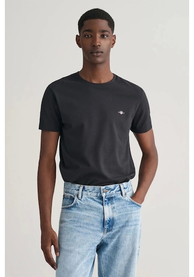 Gant Erkek Siyah Slim Fit Bisiklet Yaka Logolu T-shirt S Siyah