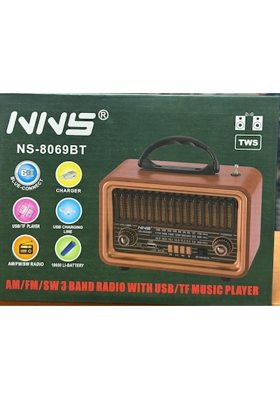 Nns Ns-8069bt Bluetooth Usb Nostaljik Şarjlı Radyo