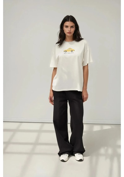 Hiccup Kadın %100 Pamuk Bisiklet Yaka Oversize Beyaz Baskılı T-shirt Sarı Hiccup Kadın %100 Pamuk Bisiklet Yaka Oversize Beyaz Baskılı T-shirt Sarı