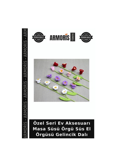 Özel Seri Ev Aksesuarı Masa Süsü Örgü Süs El Örgüsü Gelincik Dalı Çok Renkli