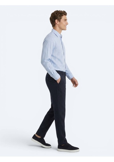 Kip Lacivert Dokuma Relaxed Fit Casual Pamuk Karışımlı Pantolon