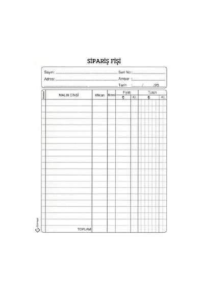 Sipariş Fişi Otokopili A5 Gürmat Otokopili Sipariş Fişi 14X20 6 A N11.4933