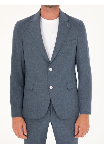 Cacharel İndigo Slim Fit Yün Karışımlı Takım Elbise Mavi