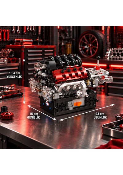 Mould King 10227 V8 Motor Ve Şanzıman Yapım Seti 787 Parça