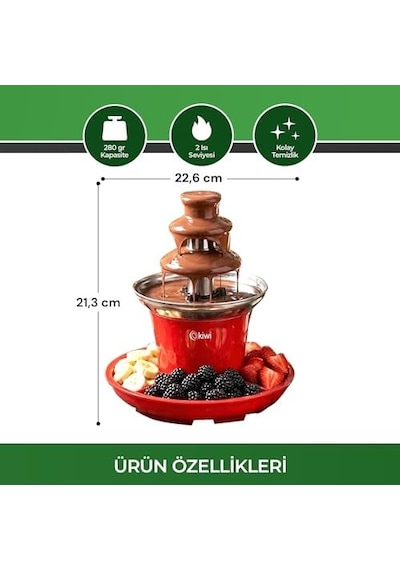 Kcf-5941 Çikolata Çeşmesi Ve Fondü Makinesi 2 Isı Seviyesi, Kolay Temizlik, Eğlenceli Sunum Keyfi