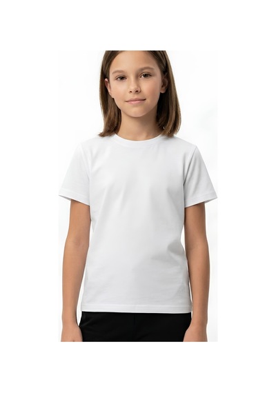 Modanıno Kız Çocuk Geniş Kalıp Basic T-shirt 6-14 Yaş 12691ds Beyaz