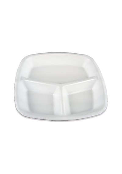 Dağyüce Tek Kullanımlık Köpük 3 Bölmeli Tabldot Köpük Tabak - 23.5x25 Cm. - 10 Adetlik 5 Paket 15x9