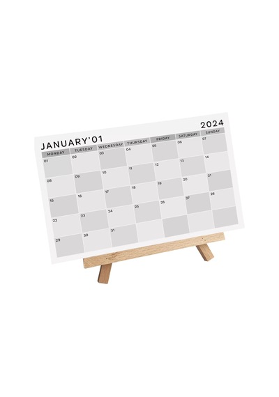 Grinin Tonları 2027 Masa Takvimi, Ahşap Şövale Masa Takvimi, Aylık Planlamalı Takvim, 2027 Takvim, Y