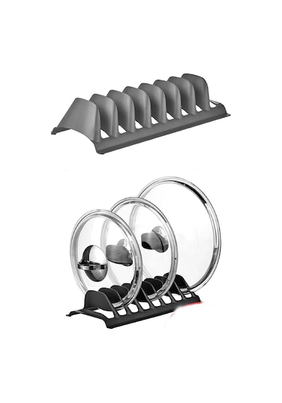 8 Bölmeli Tencere Kapak Rafı - Simple Tabaklık - Kapak Organizeri - Elm-01-768422 Renkli