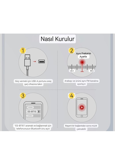 Bt15 Bluetooth 5.3 Araç Kiti+fm Transmitter 3.5mm Aux Jack Hafıza
