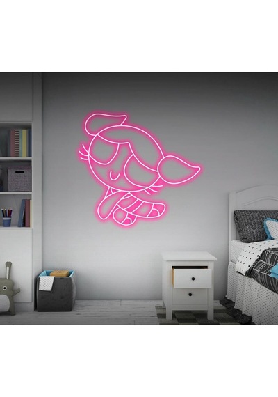 Power Puff Girls Bubbles Figürlü Neon Tabela Pembe