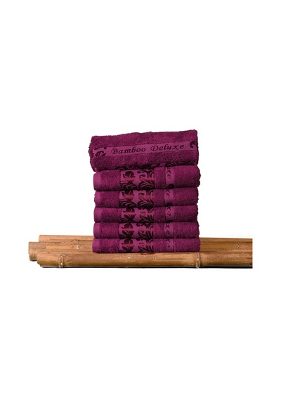 Mulberry Bambu Havlu %100 Organik Bambu Havlu Seti 50 x 90 - 6'lı Paket Premium Ultra Yumuşak Dekoratif Mürdüm