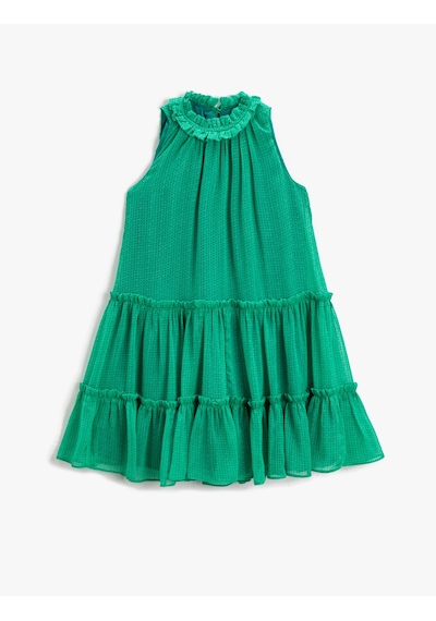 Koton Midi Elbise Halter Yaka Yeşil Desenli 2skg80110aw