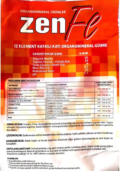 Zenit Organomineral Demir Gübresi Zen Fe 1 KG