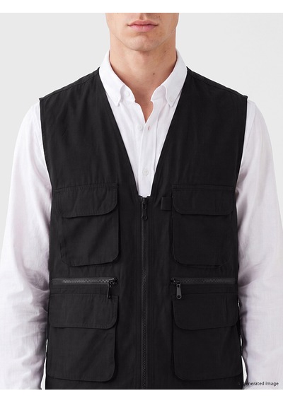 Lcwaıkıkı Classic Siyah Regular Fit Erkek Avcı Yeleği