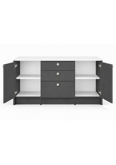 Kora Alt Modül-çok Amaçlı Dolap -150 Cm -2 Kapaklı-3 Çekmeceli-laminat Beyaz Tezgah Dahil Antrasit Kora Alt Modül-çok Amaçlı Dolap -150 Cm -2 Kapaklı-3 Çekmeceli-laminat Beyaz Tezgah Dahil Antrasit