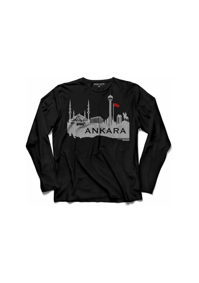 Angara Ankara Sıfır Altı 06 Şehir Silüeti Uzun Kollu Tişört (509792737)