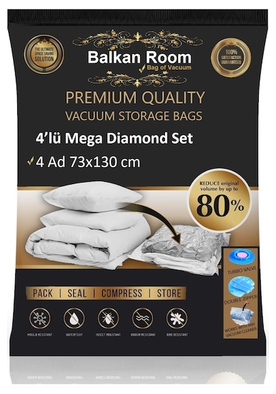 Balkan Room Vakum Hurcu 4 Lü Mega Diamond Set Vakumlu Hurç Şeffaf
