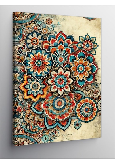 Kanvas Tablo Renkli Mandala Deseni 70cmx100cm