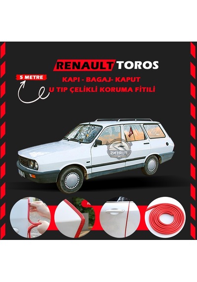 Renault Toros Oto Araç Kapı Koruma Fitili 5metre Parlak Kırmızı Renk