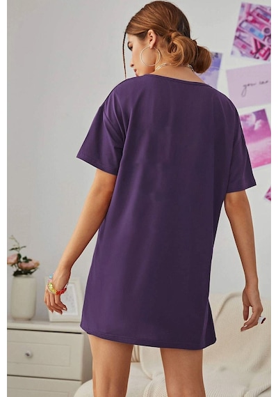 Uyguntarz Unisex Dr. Ayı Tasarım Basklı Tshirt Mor