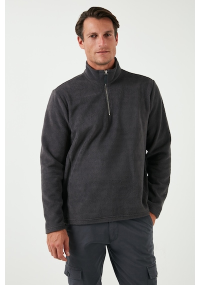 Buratti Slim Fit Dik Yaka Kışlık Şardonlu Erkek Polar 5906053 Antrasit