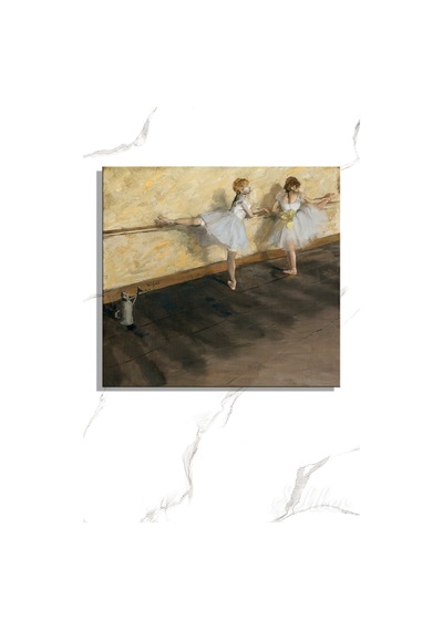 Edgar Degas'ın "barda Çalışan Balerinler" Adlı Eseri Kare Kanvas Tablo 4301 Çok Renkli