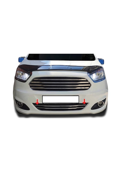Ford Tourneo Courier Uyumlu Ön Tampon Çıtası 2 Parça 2014-2017 Paslanmaz Krom
