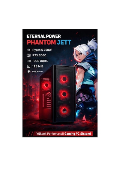 Eternal Power Phantom Jett R5-7500F 16 GB 1 TB M.2 SSD RTX3050 Free Dos Masaüstü Oyuncu Bilgisayarı