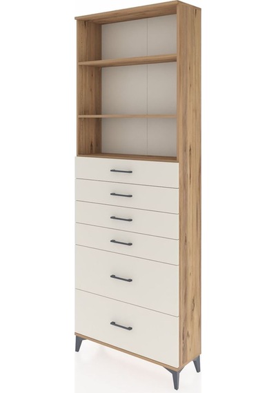 Arges Dolap 3 Raflı 6 Çekmeceli 88x30x243 Çam-aytaşı Çam
