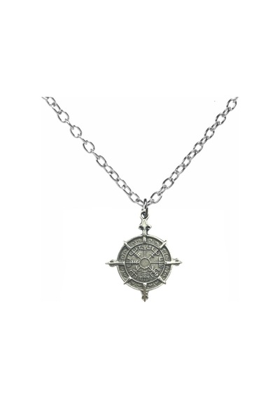 Viking Pusulası Vegvísir Figürlü Unisex Kolye 60 Cm Zincirli, Yön Ve Koruma Sembolü Çok renkli