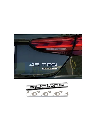 Audi Quattro Bagaj Çamurluk Logo Amblem Paslanmaz Çelik Siyah