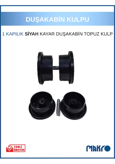 Sürgülü - Kayar Duşakabin Kulp Siyah Cam Duşakabin Kulbu Tek Kapılık Siyah