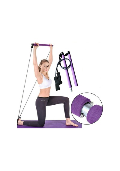 Squat Pilates Barı Direnç Lastikli Egzersiz Çubuğu