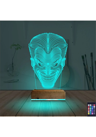 Luvivia Joker Face 3d Lamba - Masa Gece Lambası Şeffaf