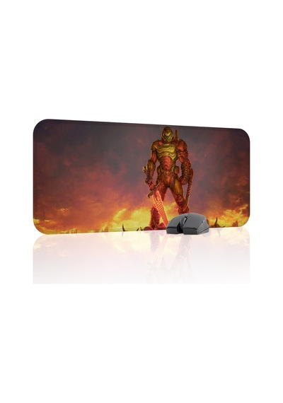 Doom Kaymaz Dikişli Kauçuk Oyuncu Mousepad V4 - 70x30 Xl Gaming Mouse Pad Fare Altlığı